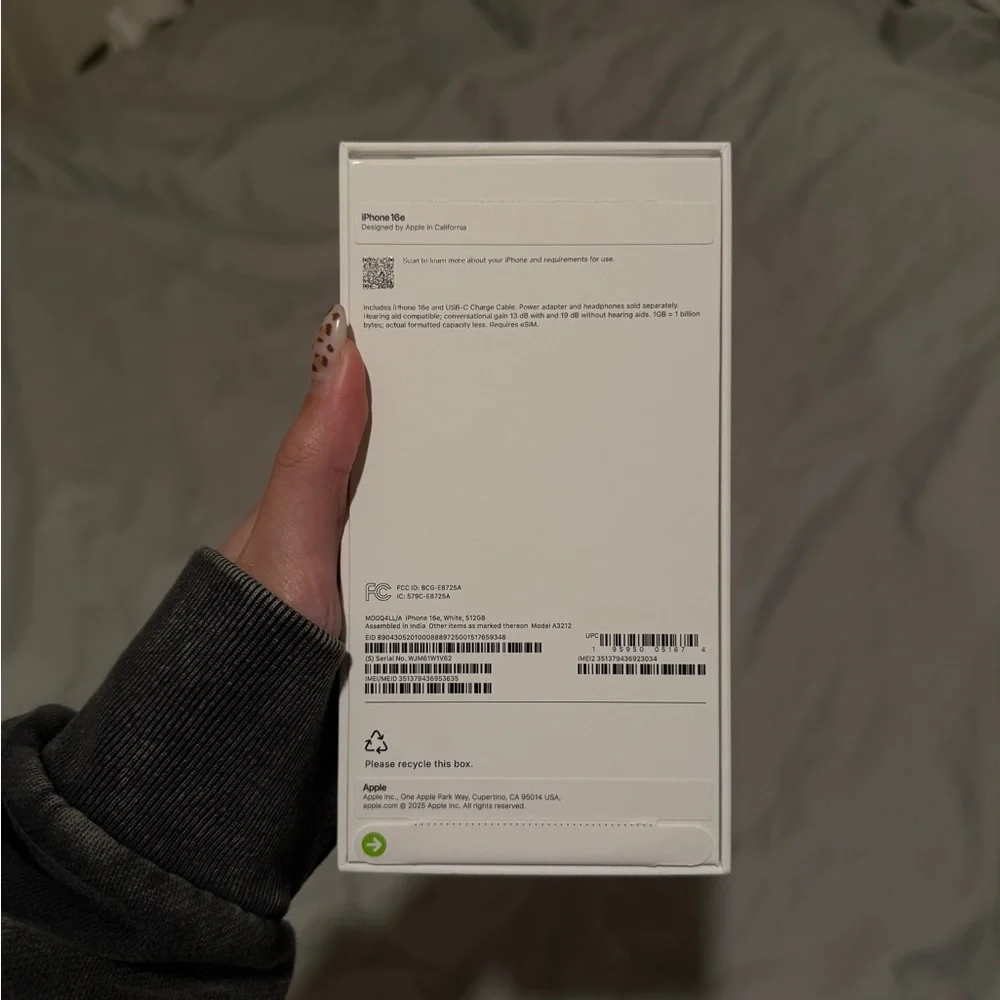 Apple iPhone 16E with Box - Black and White